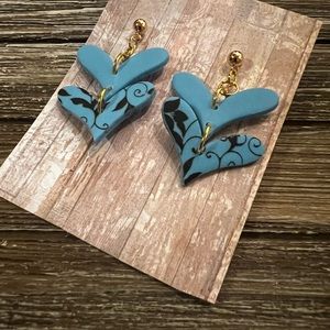 Romantic light blue polymer clay Valentin earrings